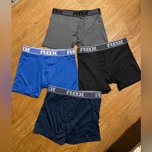 NEW RBX Men's Boxer Briefs - Black, Gray, Royal Blue, Navy 4 Pack